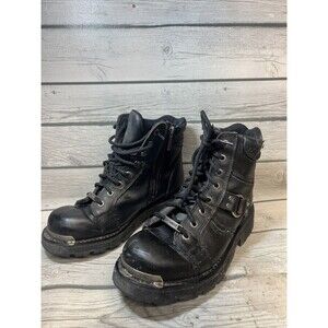 Harley-Davidson Lace & Zip Black Leather Motorcycle Women’s Boots 84189- 7 1/2